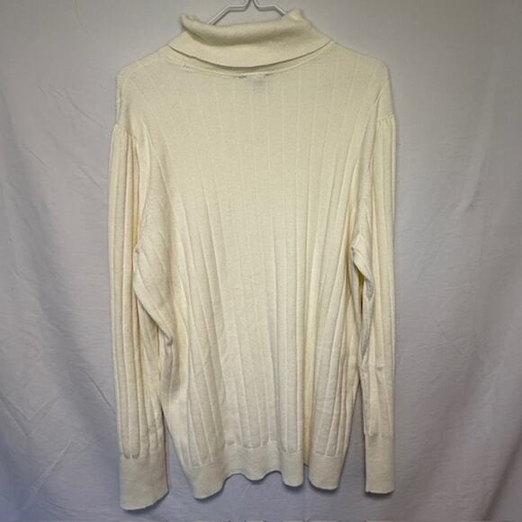 Talbots Plus Womens Ribbed Turtleneck Sweater 2X Cream Minimalist Capsule - Picture 4 of 11